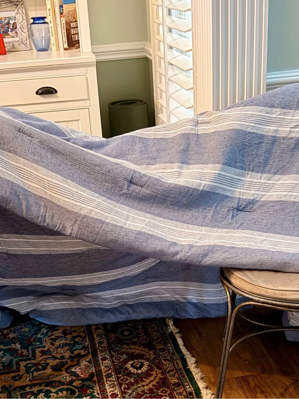 Blue and White Striped king size Comforter and 2 shams